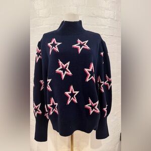 GAP Navy Sweater with Pink & White Star Motif